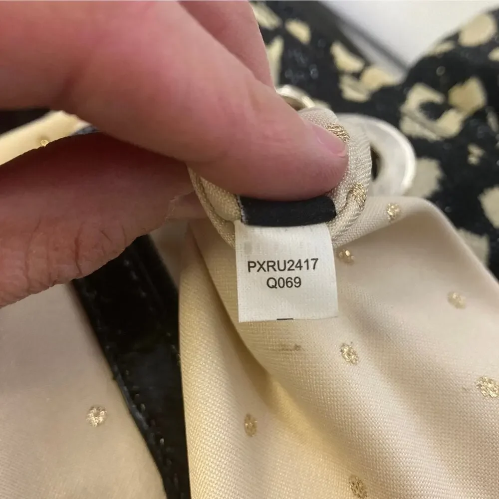 KATE SPADE BLACK AND CREAM ANIMAL PRINT SHOULDER BAG